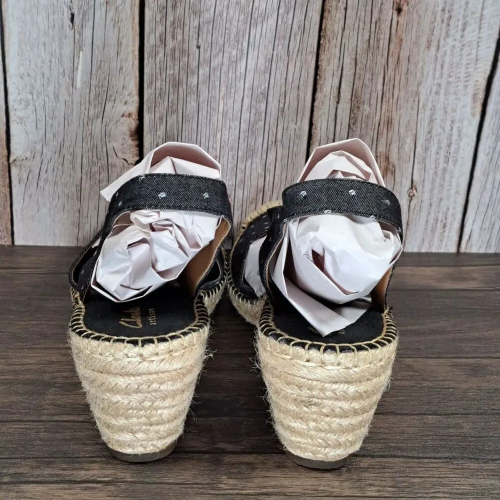 Clarks Petrina Kaelie Blue Espadrille Wedge Slingback Sandals Women's Size 8.5 M - Picture 4 of 8